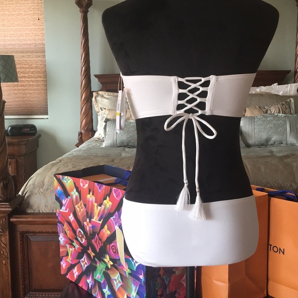 Michael Kors White Bandeau Bikini In XS, S & M - Picture 2 of 8